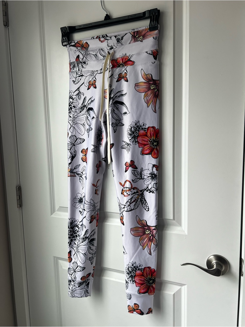 Floral Print Active Leggings with Pink & Peach Accents